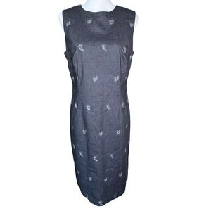 DRESSING CLIO Womens 10 Vintage Gray Embroidered Paisley Sleeveless Sheath Dress